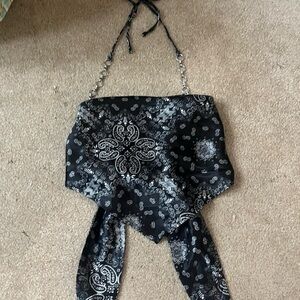Forever 21 Black and White Bandanna Top